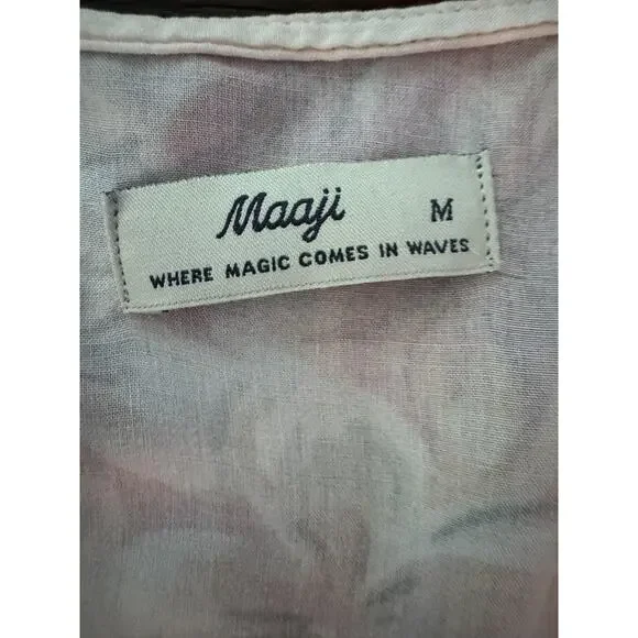 Maaji Luna Maxi Dress Womens Medium Anthropologie Floral Button Front Kimono - Picture 7 of 15